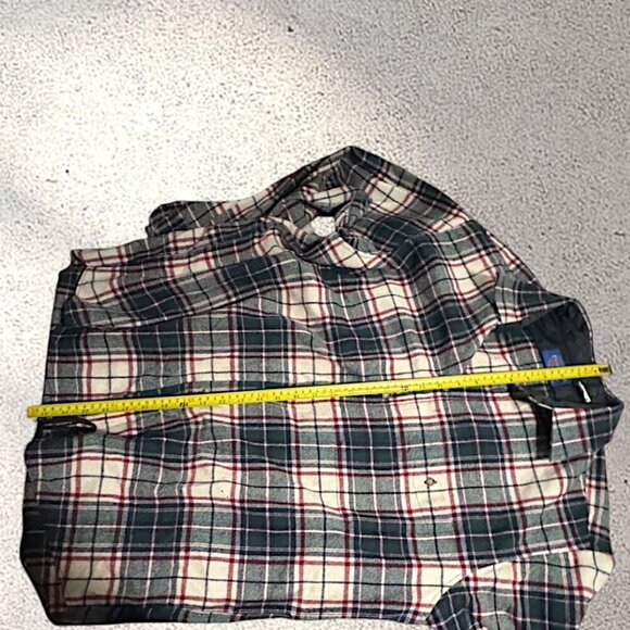 Vintage Pendelton Green/Cream Flannel Shirt with Suede Elbow Patches Size XL - Picture 7 of 13